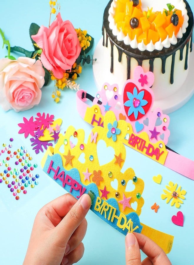 آرت بي مجموعة أدوات صنع تاج أميرة من اللباد من ArtBee، 3 قطع، تتضمن تاجًا ملكيًا للبنات، وقبعة لحفلات أعياد الميلاد، وملصقات أحجار الراين ذاتية اللصق لتزيين الحفلات. - Image 5